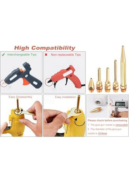 5 Adet Tutkal Tabancasıbakır Nozul Ipuçları O-Ring Ile, Delik Uzun Tüp Nozulları Konu Sıcak Meltingglue Için Değiştirilebilir Nozul Seti (Yurt Dışından) indirimleri