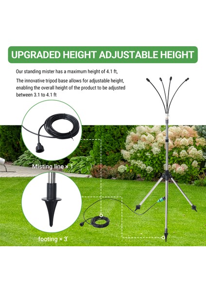 Dış Mekan Verandası Için Ayaklı Sisleme Sistemi, Ayarlanabilir Yükseklik 4.1 Ft Dış Mekan Soğutması Için Ayaklı Sisleme Sistemi, Taşınabilir Stand (Yurt Dışından) indirimleri