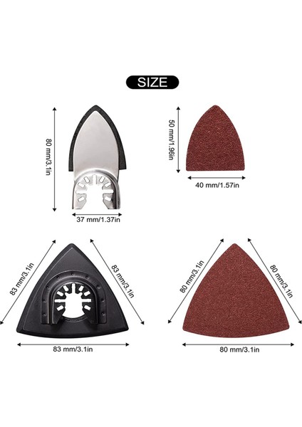 208PCS Salınım Aracı Detay Zımparalama Pedleri, 4 Pcs Üçgen Zımparalama Pedleri ve 4 Pcs Parmak Zımparalama Pedi, 200PCS Zımpara Kağıdı (Yurt Dışından) modelleri
