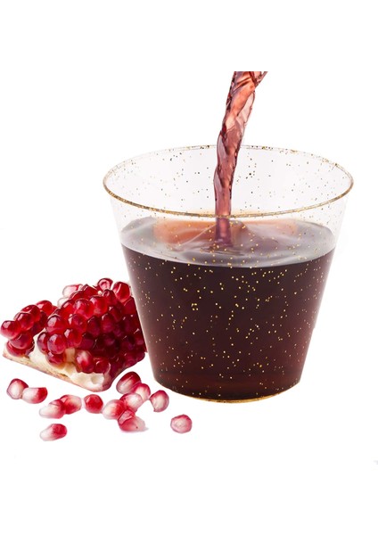 50 Adet 10 Oz Altın Plastik Daklar, Tek Kullanımlık Altın Glitter Plastik Daklar, Şeffaf Plastik Daklar Dak, Düğün Dak Parti Dak (Yurt Dışından) indirimleri