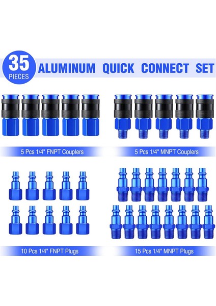 35 Adet Hava Hortum Bağlantıları 1/4inch Npt Alüminyum Hava Kuplörü ve Fiş Kiti Hava Alet Bağlantıları Ağır Dereceli Hava Bağlantıları (Yurt Dışından) modelleri