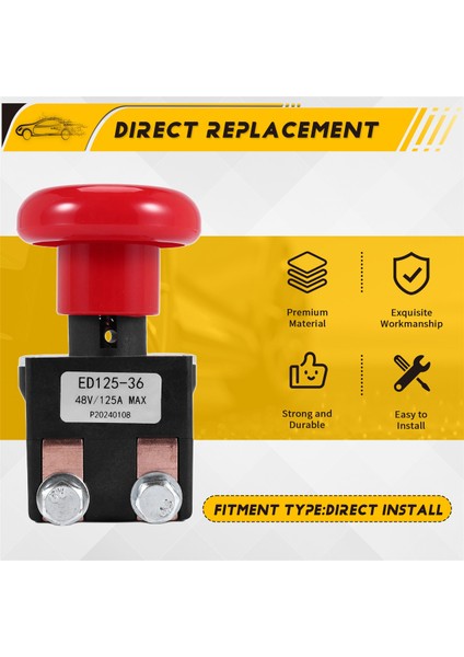 ED125-36 48V 125A Big Joe EZ30 E30 D40 EZ40 111551000800 Elektrik Forklit Yıkayeru Için Acil Durum Kesme Durdurma Anahtarı (Yurt Dışından) indirimleri