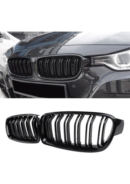 3 Çift Parlak Siyah Araba Ön Böbrek Izgara Izgarası For-Bmw 3 Serisi F30 F31 F35 2012-2018 (Yurt Dışından) modelleri