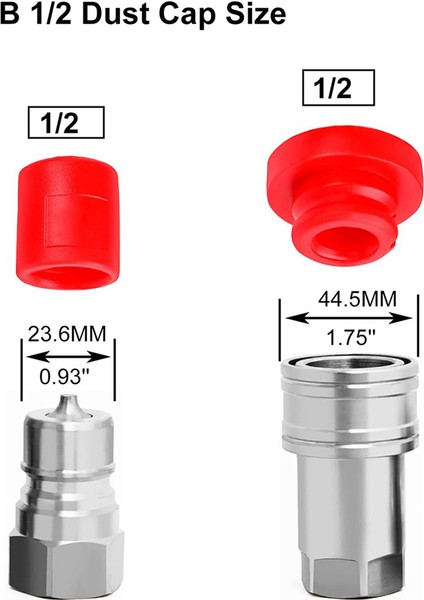 6x Iso-B 1/2 Hidrolik Hızlı Kuplör Erkek Toz Kapağı ve Kadın Fiş Kapağı, Hidrolik Hızlı Kesik Kesikleri Bağlantıcıya Uygun (Yurt Dışından) modelleri