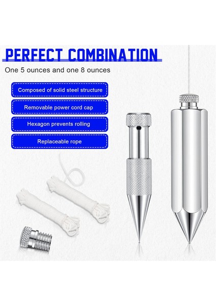 Altıgen Çelik Plumbbob, 2 Adet Plumb Bobwith String 8 Ons, 5 Ons Plumbbob Ağırlık Inşaat Carpenterersurveyor (Yurt Dışından) indirimleri