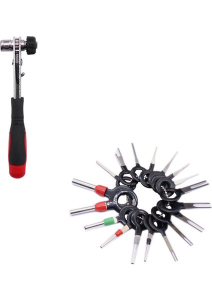 Cırcır Anahtarı 1/4 Inç Tornavida Çubuk Soket Anahtar Araçları 18 Pcs Tel Terminal Çıkarma Aracı Kablolama Kıyma (Yurt Dışından) fiyatları