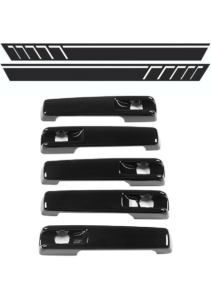 Araba Yan Çıkartma Şerit Çıkartması Parlak Siyah Dış Kapı Kolu Koruyucu Kapak Kaplama (Yurt Dışından)