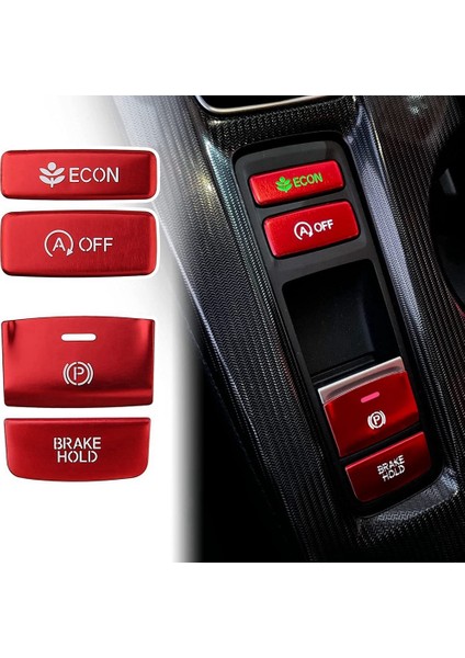 Orta Konsol Dişli Paneli Handbrake Düğmesi Kapak 11. Gen Honda Civic 2022 Aksesuarları Için Alüminyum Çıkartma, Kırmızı (Yurt Dışından) fiyatları