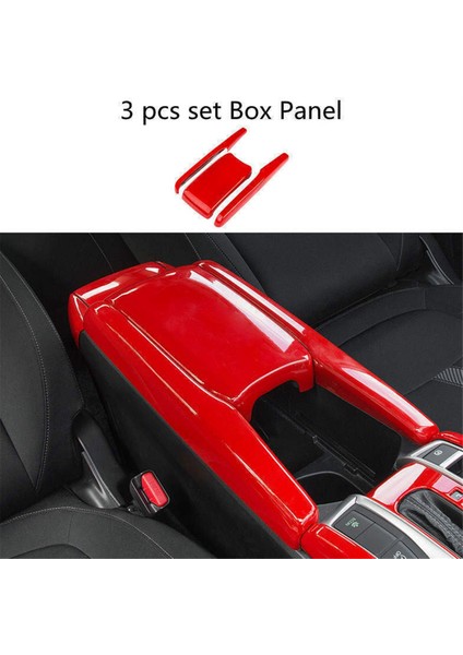 Honda Civic 10TH 2016-2021 Için 3pcs Kırmızı Merkezi Konsol Kol Dayama Kutusu Kaplama Kapağı (Yurt Dışından) fiyatları