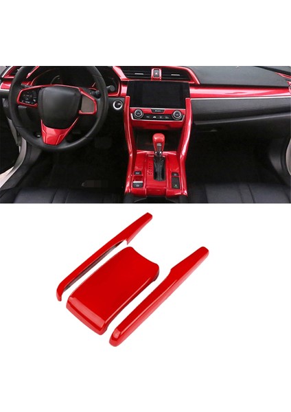 Honda Civic 10TH 2016-2021 Için 3pcs Kırmızı Merkezi Konsol Kol Dayama Kutusu Kaplama Kapağı (Yurt Dışından) modelleri