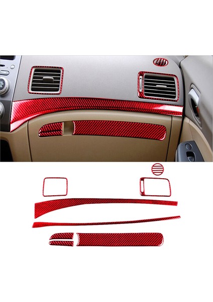 8pcs Honda Civic Için Kırmızı Karbon Fiber Yolcu Yolcu Gösterge Tablosu Kapak Trim 2006-2011 (Yurt Dışından) indirimleri