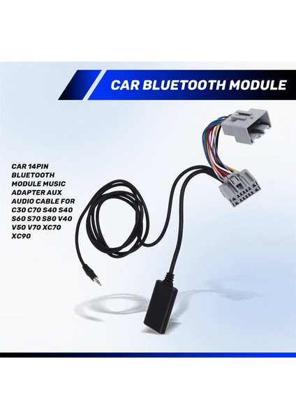 Araba 14PIN Bluetooth Modülü Müzik Adaptörü Aux Sesli Kablosu Volvo C30 C70 S40 S40 S60 S70 S80 V40 V50 V70 XC70 XC90 (Yurt Dışından) fırsatları
