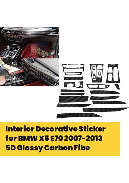 22PCS Araba Iç Film Bmw X5 E70 2007-2013 5d Karbon Fiber Trim Şık Iyi Koruyucu Lhd (Yurt Dışından) fiyatları