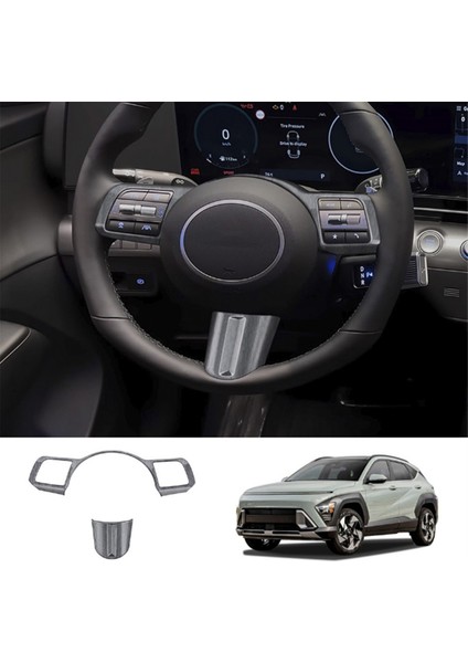 Araba Direksiyon Simidi Düğmesi Dekorasyon Kapağı Hyundai Kona 2024+ Araç Aksesuarları Için Trim Aksesuarları Ahşap Tahıl (Yurt Dışından) indirimleri
