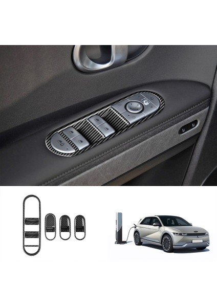 Araba Karbon Fiber Pencere Cam Kaldırma Düğmesi Anahtarı Kapak Döşeme Kapısı Zırh Paneli Hyundai Aini Kripton Için 5 Ionıq 2022+ A (Yurt Dışından) fiyatları