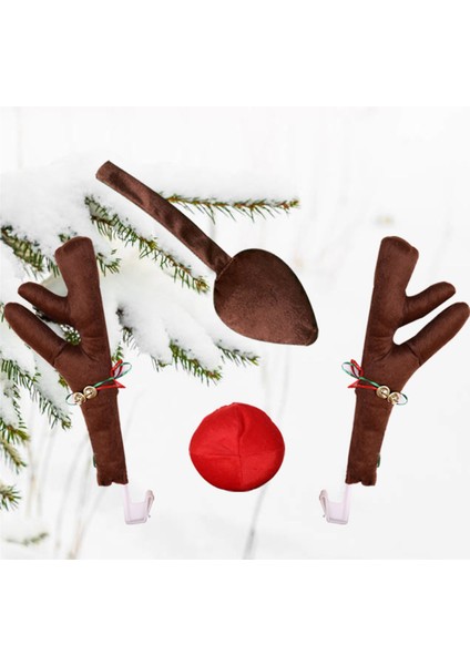 3x Ren Geyiği Dekorasyon Aracı Burun Boynuz Kostüm Seti Rudolph Noel Ren Geyiği Karınca Kırmızı Burun Süsleri Elk Boynuzları (Yurt Dışından) indirimleri