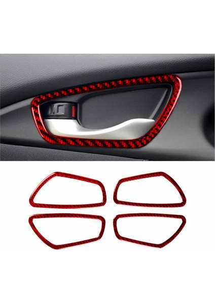 Abs Kırmızı Karbon Fiber Iç Kapı Kolu Kapak Trim Dekor Çıkartması Honda Civic 10. Gen 2016 2017 2018 2019 (Yurt Dışından) fiyatları