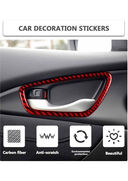 Abs Kırmızı Karbon Fiber Iç Kapı Kolu Kapak Trim Dekor Çıkartması Honda Civic 10. Gen 2016 2017 2018 2019 (Yurt Dışından) fırsatları