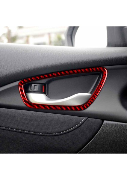 Abs Kırmızı Karbon Fiber Iç Kapı Kolu Kapak Trim Dekor Çıkartması Honda Civic 10. Gen 2016 2017 2018 2019 (Yurt Dışından) indirimleri