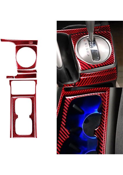 Honda Civic 06-11 Için 8pcs 06-11 Kırmızı Karbon Fiber Otomatik Vites Değiştirme Kapağı Trim Seti (Yurt Dışından) modelleri