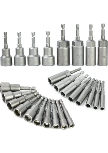 Manyetik Somun Sürücü Seti, Darbe Sürücü Bit Seti, Darbe Matkapları Için Metrik 6MM-19MM Tornavida Bitleri, Uzun Cıvata Altıgen Soketi (Yurt Dışından)