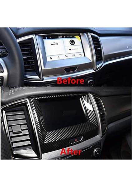 Ford Ranger Everest Endeavor 2015+ Karbon Fiber Iç Merkez Navigasyon Kapağı Trim Çerçeve Dekoratör Araç Aksesuarları (Yurt Dışından) fırsatları