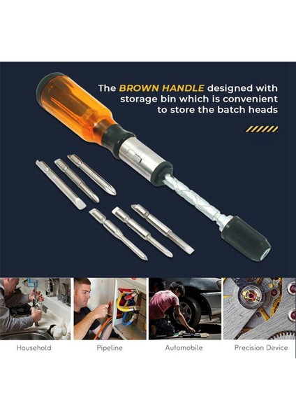 2x Itme Çekme Çekme Tornavida Seti 5&#39;te 1 Tornavida Biti Seti Sleeve Sürücüsü Bit Tutucu Cırcır Soket Vida Kiti Kahverengi (Yurt Dışından) modelleri