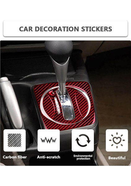 Honda Civic 2006-2011 Için Kırmızı Karbon Fiber Otomatik Dişli Vites Kapağı Kaplama (Yurt Dışından) fiyatları