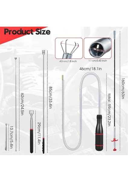 4 Paket Teleskoping Mıknatıs Pick-Up Aracı Seti, Uzatılabilir Manyetik Teleskoping Pikap Aracı 1-15 Lb &amp; 23INCH Bükülebilir Yay (Yurt Dışından) modelleri