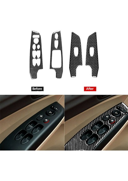 4pcs Karbon Fiber Pencere Anahtarı Paneli Trim Kapağı Honda Civic 8th 2006-2011 Için (Yurt Dışından) fiyatları