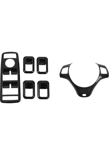 6 Pcs Araç Aksesuarları: 5 Pcs Araç Dekoru Kapı Penceresi Anahtarı Kapak Trims &amp; 1 Pcs Direksiyon Simidi Dekorasyon Kapağı Döşeme (Yurt Dışından)