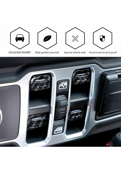 Pencere Asansör Anahtarı Ayar Düğmesi Kapak Döşeme Abs Iç Aksesuarlar Jeep Wrangler Jl Jt 2018-2021 (Karbon Fiber) (Yurt Dışından) fiyatları