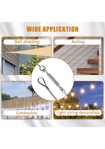 1/16INCH Turnikili Tel Germe Kiti Ağır Turnikli Kablo Korkuluk Kiti 115FT Tel Halat Kancası ve Göz Turnikili Kiti (Yurt Dışından) modelleri