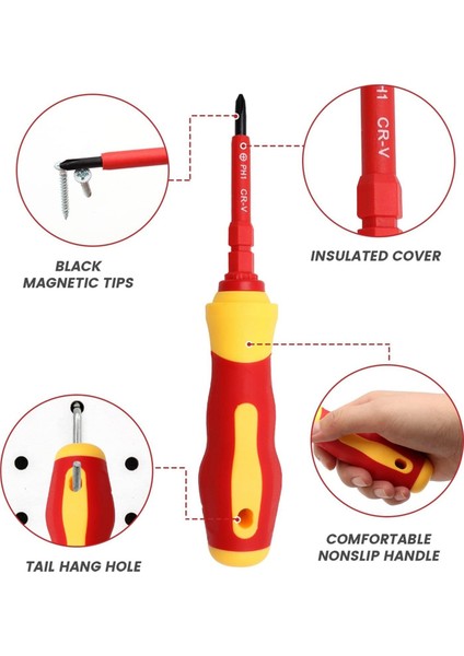 14IN1 Yalıtımlı Tornavida Seti Manyetik Tornavida Takım Kiti Elektrikçi Çok Fonksiyonlu Değiştirilebilir Tornavidalar (Yurt Dışından) fiyatları