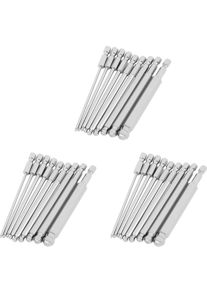 27PCS S2 Çelik Manyetik Hexagon 100MM Uzunluk Kafa Hex Sürücü Bit Set Manuel Takım H1.5h2 H2.5 H3 H4 H5 H6 H8 H10 (Yurt Dışından)