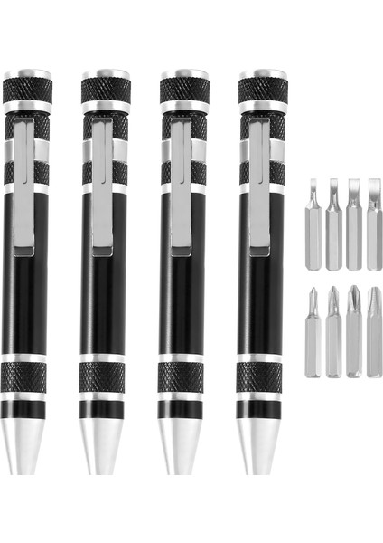 4 Adet Kalem Tornavida Kullanışlı Alet Bir Manyetik Cep Tornavida Çok Fonksiyonlu Mini Gadgets Onarım Aletleri (Siyah) (Yurt Dışından)