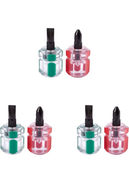 6 Pcs Düz Phillips Tornavida Mini Vidalı Kısa Küçük Bölünmüş Onarım Araçları Kit Set Yeşil+Kırmızı (Yurt Dışından)