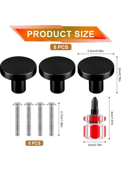 8pcs Dolap Düğmeleri, Yuvarlak Şifoniyer Çekme Düğmesi Gardırop Çekme Kapı Kolu 8 Vidalı Çekmeceli Çekmece Mutfak Siyah (Yurt Dışından) modelleri