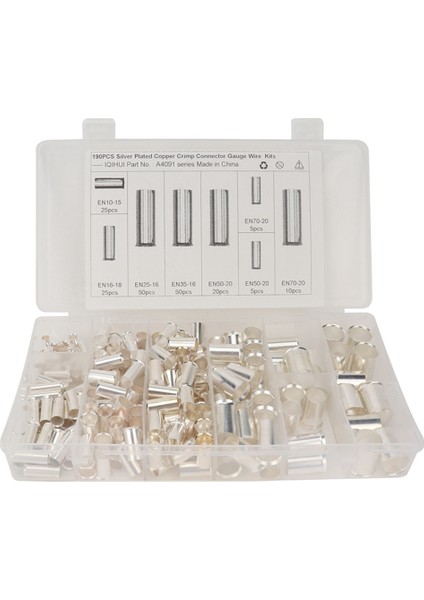 190 Pcs (Awg 8 6 4 2 1 2/0) 2/0-8 Gauge Wire Ferrules Kitleri Kaplamalı Bakır Kıvrım Konnektörü Ferrules Pim Kablosu Uç (Yurt Dışından) fiyatları