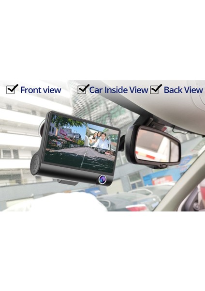 3 Kameralar Lens 4.0 Inç Araba Dvr Kamera Kaydedici Fhd 1080P Gece Vizyon Dash Cam Destek Dikiz Kamera (Yurt Dışından) fırsatları