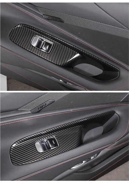Karbon Fiber Abs Pencere Cam Kaldırma Anahtarı Düğmesi Kontrol Paneli Çerçeve Kapak Trim Chevrolet Corvette C8 2020-2023 (Yurt Dışından) indirimleri
