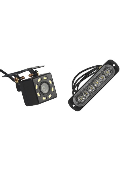 Araba Arka Görünüm Kamerası Evrensel Yedek Park Kamerası 8 LED Gece &amp; 12V-24V 6led Hafif Flaş Acil Durum Aracı (Yurt Dışından)