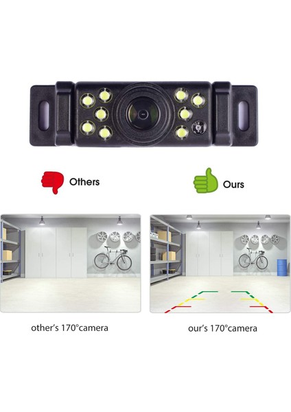 2x Araç Yedek Kamera Arka Görünüm Ters Kamera 170 ° Geniş Açılı 9 LED Işıkları Süper Net Gece Görüşü (Yurt Dışından) fiyatları