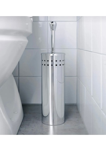 Çöp Kovası & Tuvalet Fırçası - Paslanmaz Çelik 4 Litre Gri