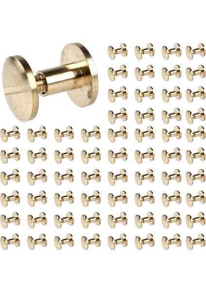 200X Arc Katı Pirinç Düğmesi Saplama Vidalı Tırnak Vidası Sırt Deri Perçin Kemeri 6mm (Yurt Dışından)