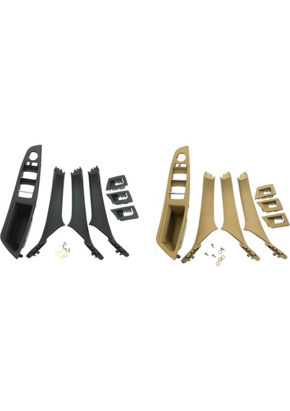 2 Set Rhd Araba Iç Kapı Kolu Iç Kapı Paneli -Bmw 5 Serie F10 F11 520 525, Siyah ve Bej Için (Yurt Dışından)