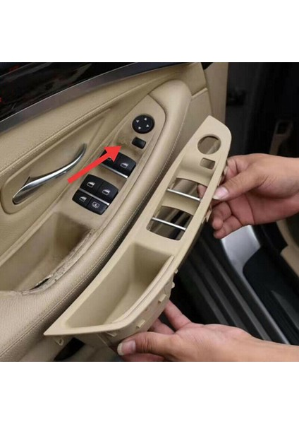 2 Set Rhd Araba Iç Kapı Kolu Iç Kapı Paneli -Bmw 5 Serie F10 F11 520 525, Siyah ve Bej Için (Yurt Dışından) indirimleri