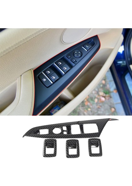 Araba Penceresi Cam Kaldırma Anahtarı Düğmeleri Çerçeve Dekorasyon Kapağı Bmw X3 X4 F25 F26 2011-2017 Karbon Fiber (Yurt Dışından) fiyatları