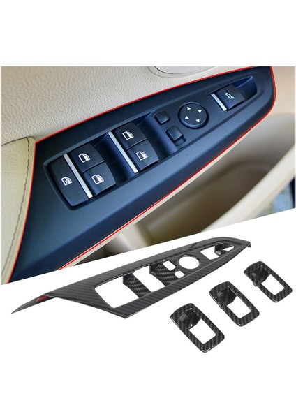 Araba Penceresi Cam Kaldırma Anahtarı Düğmeleri Çerçeve Dekorasyon Kapağı Bmw X3 X4 F25 F26 2011-2017 Karbon Fiber (Yurt Dışından) fırsatları