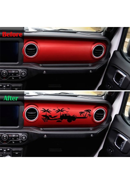 Gösterge Tablosu Çıkartma Eldiveni Kutusu Plaj Manzarası Vinil Sticker Döşeme Jeep Wrangler Jl Gladiator Jt 2018-2023 Aksesuarlar (Yurt Dışından) indirimleri
